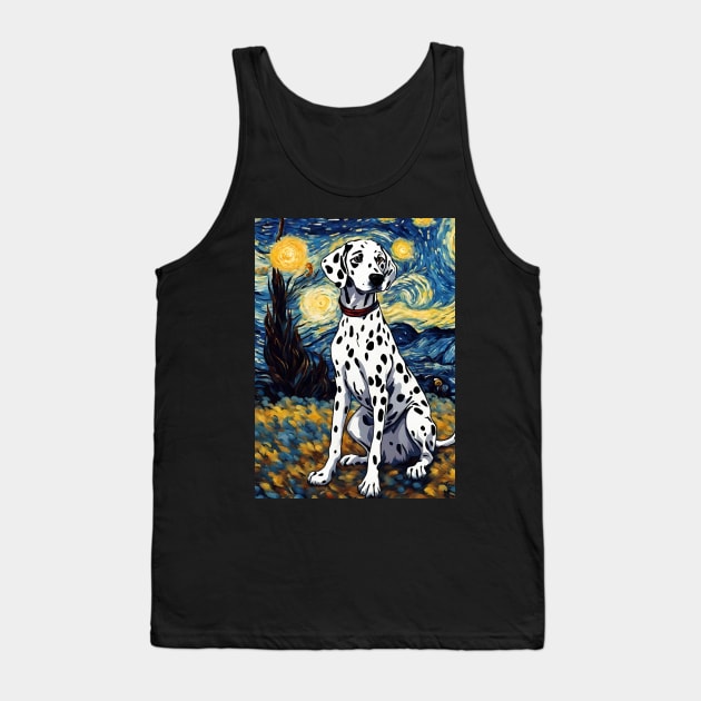 Dalmatian Dog Breed Painting in a Van Gogh Starry Night Art Style Tank Top by Art-Jiyuu